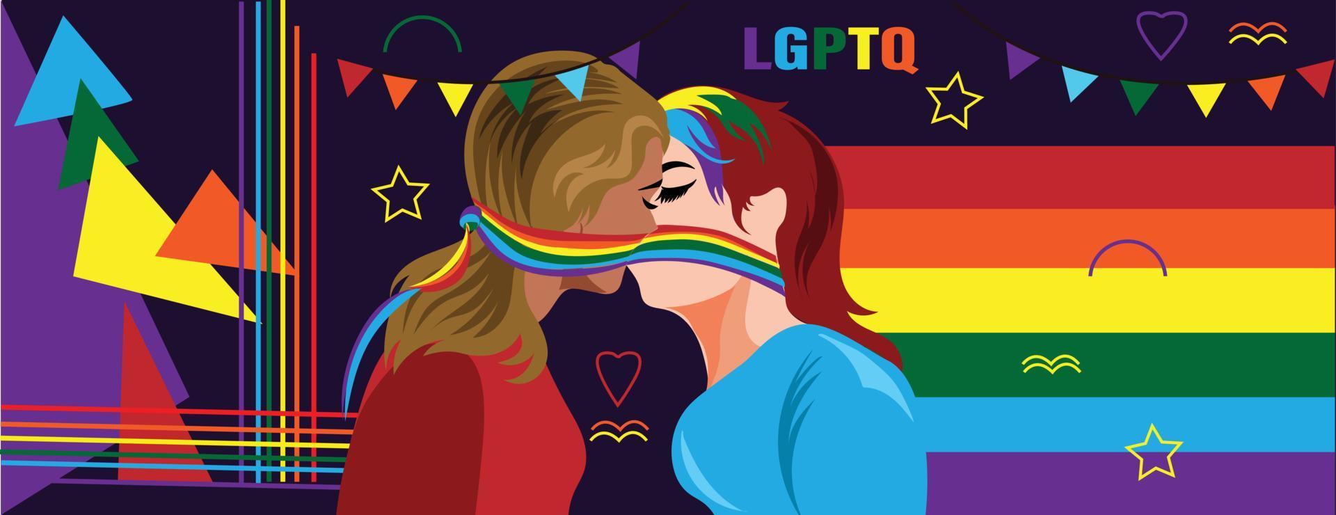 LGBTQ, rights poster vector illustration on colored background