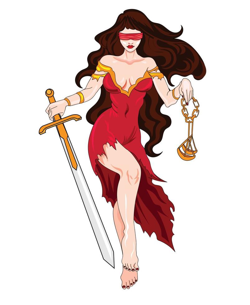 Lady of justice Femida or Themis Vector Illustration