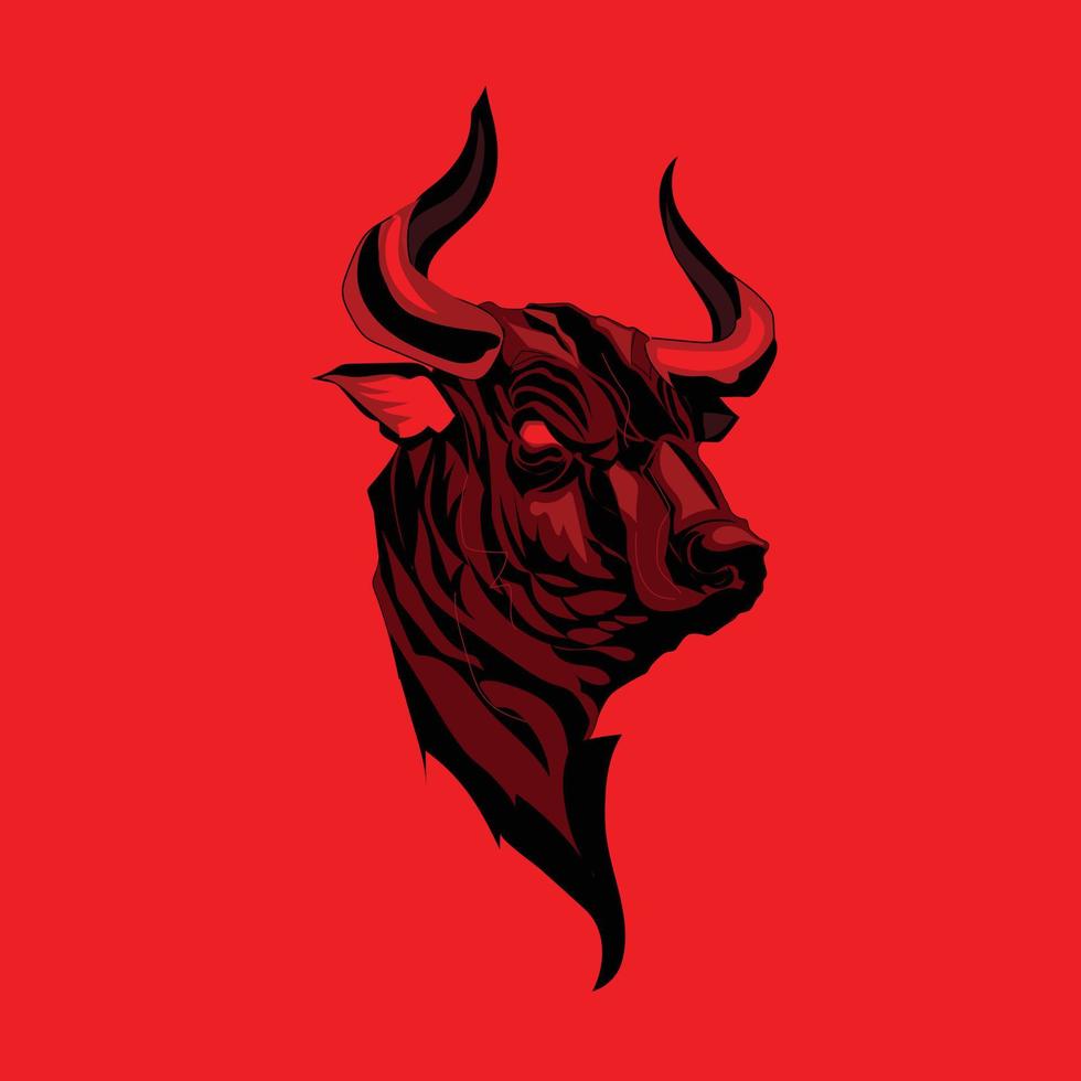 ilustración de vector de logotipo de mascota de cabeza de toro en el fondo