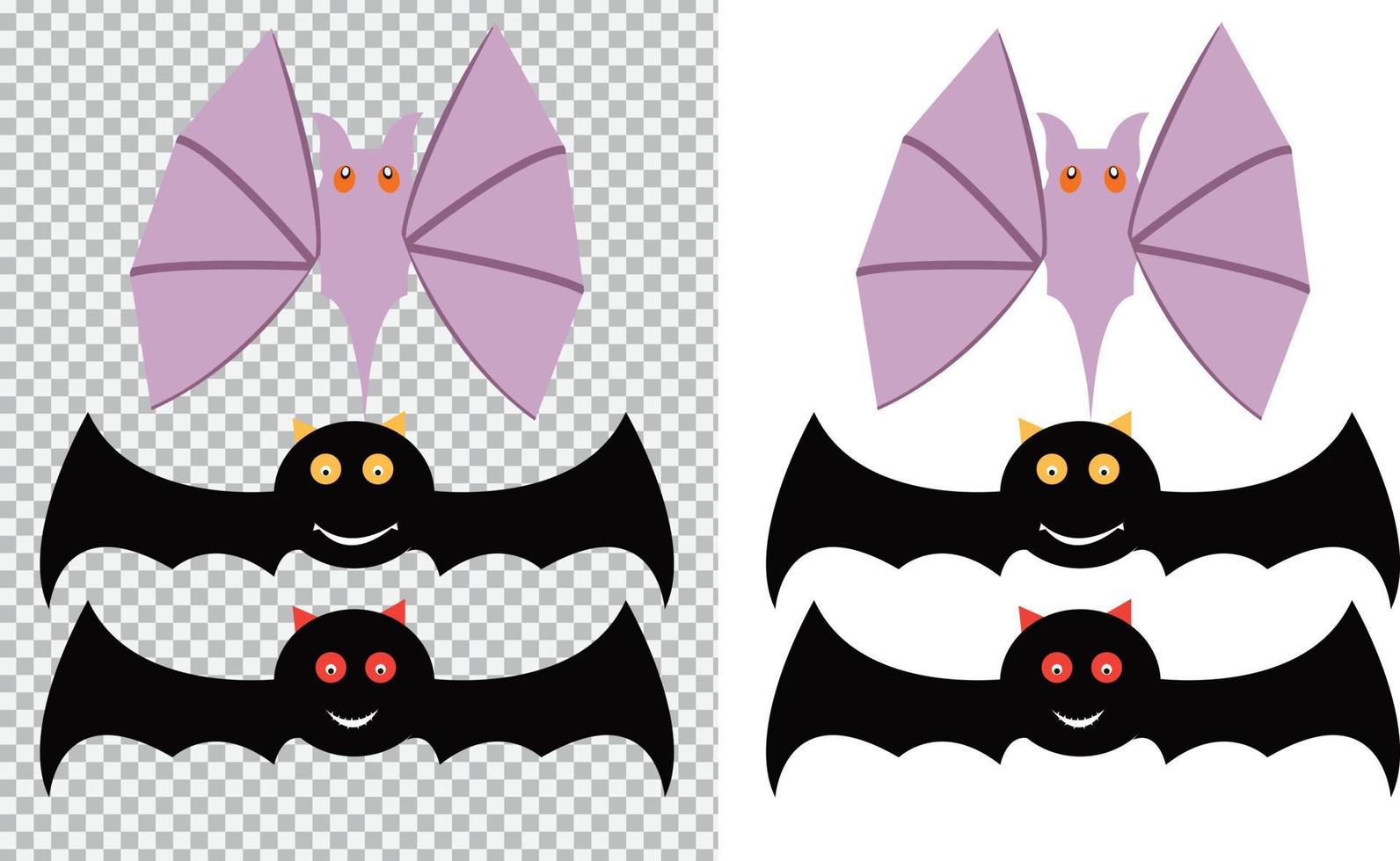 ilustración de diseño de vector de vampiro de silueta de dibujos animados de murciélago negro de halloween