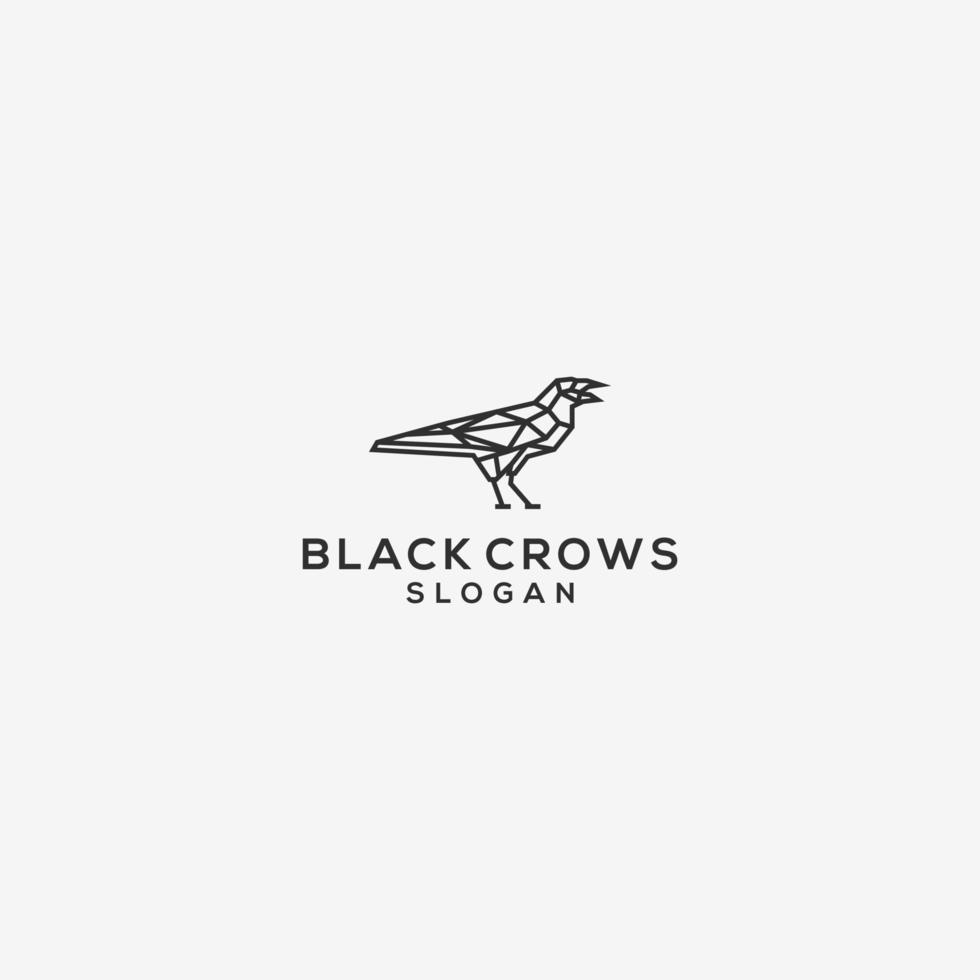 Bird crows vector line art