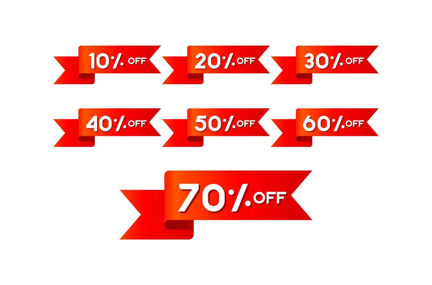 Sale discount icon vector design. 10 20 30 40 50 60 70