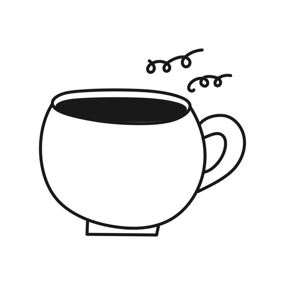 Tea mug with doodle style on white background. Vector isolated image for use in menu or web design