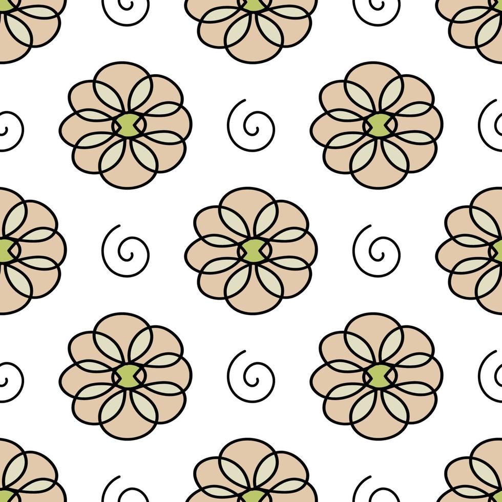 Doodle-style flower pattern on white background. Vector image for use ...