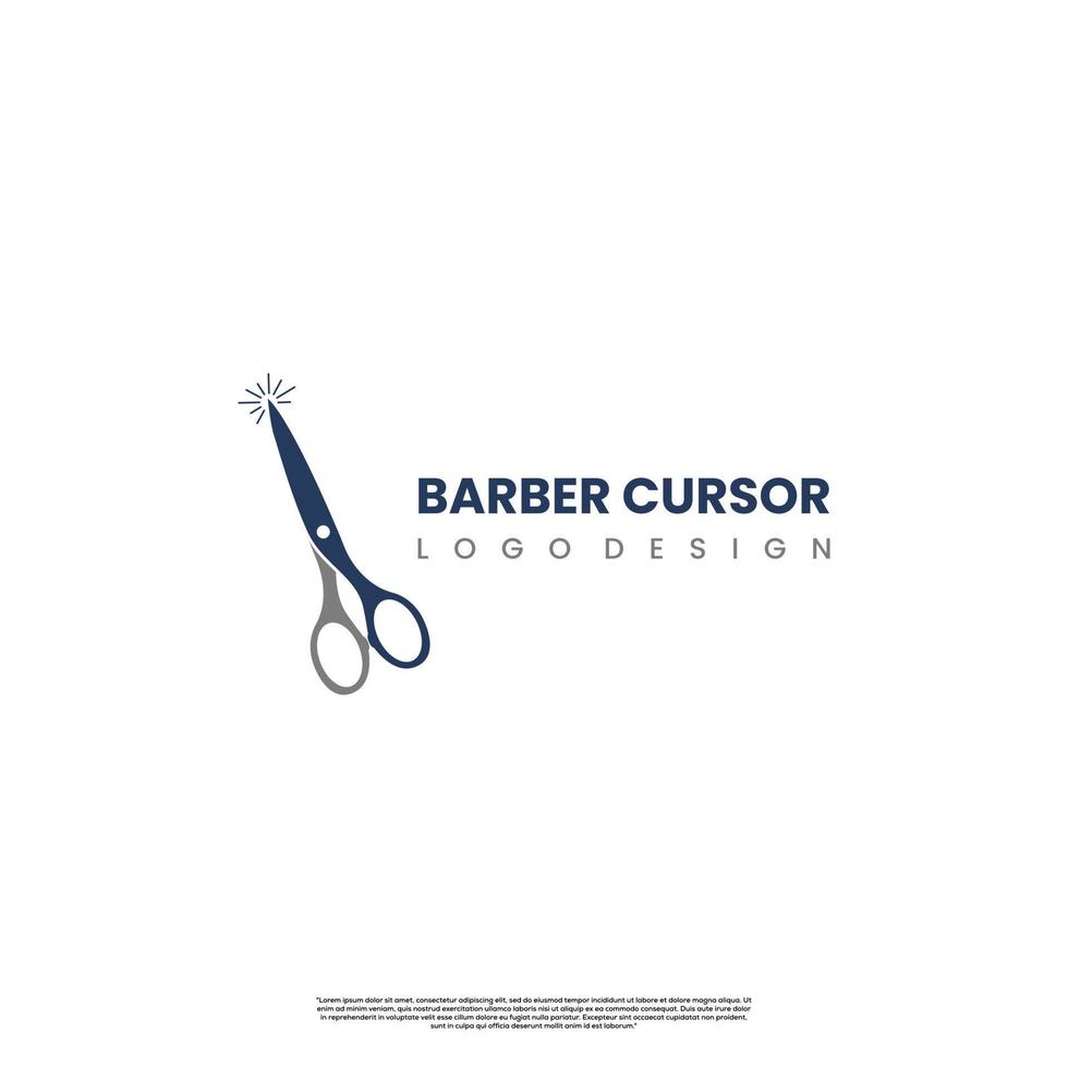 barber cursor logo design, scissor cursor logo design icon template vector