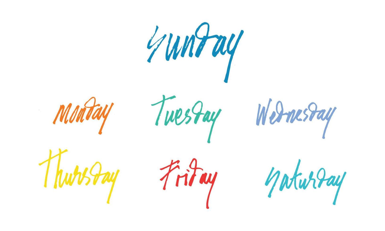 cute day text lettering for weekly planners vector