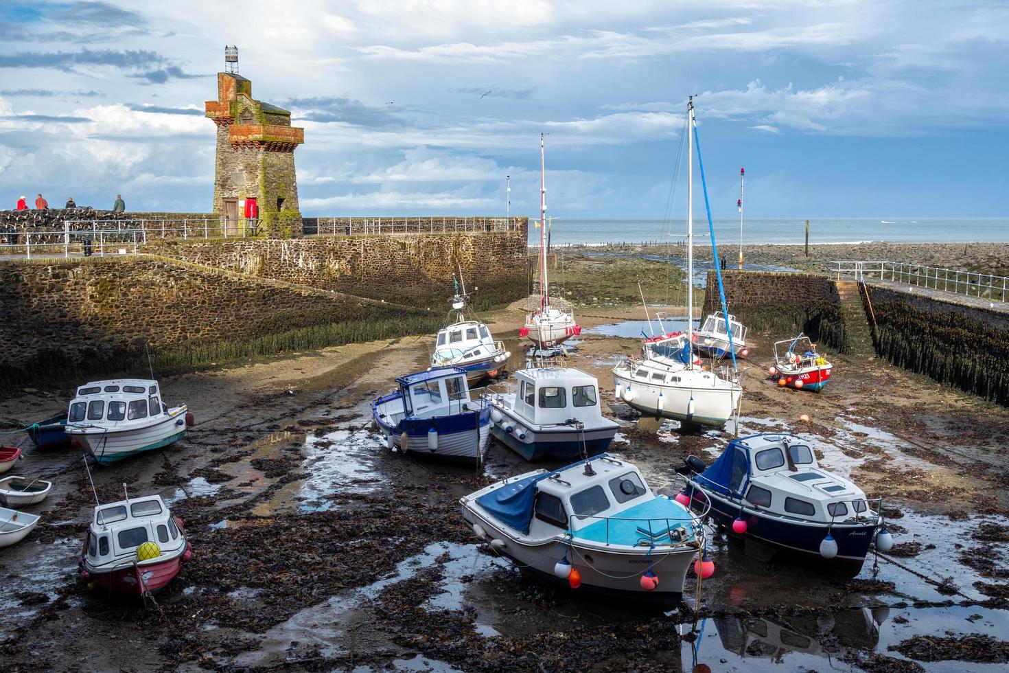 Lynmouth, Devon, UK. View of the harbour at low tide in Lynmouth, Devon photo
