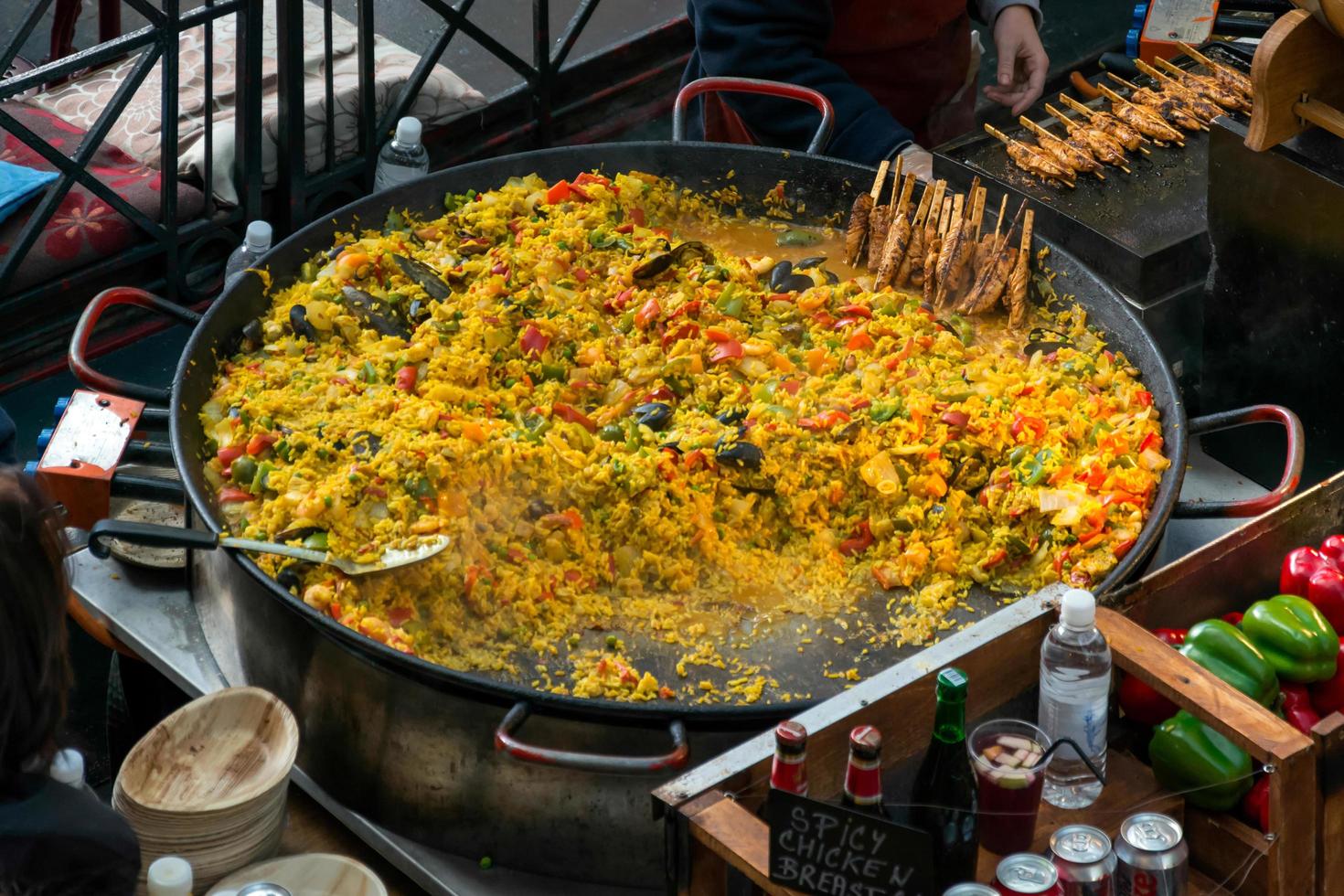 LONDON - NOVEMBER 3. Paella for sale in Covent Garden  London on November 3, 2013. Unidentified person photo