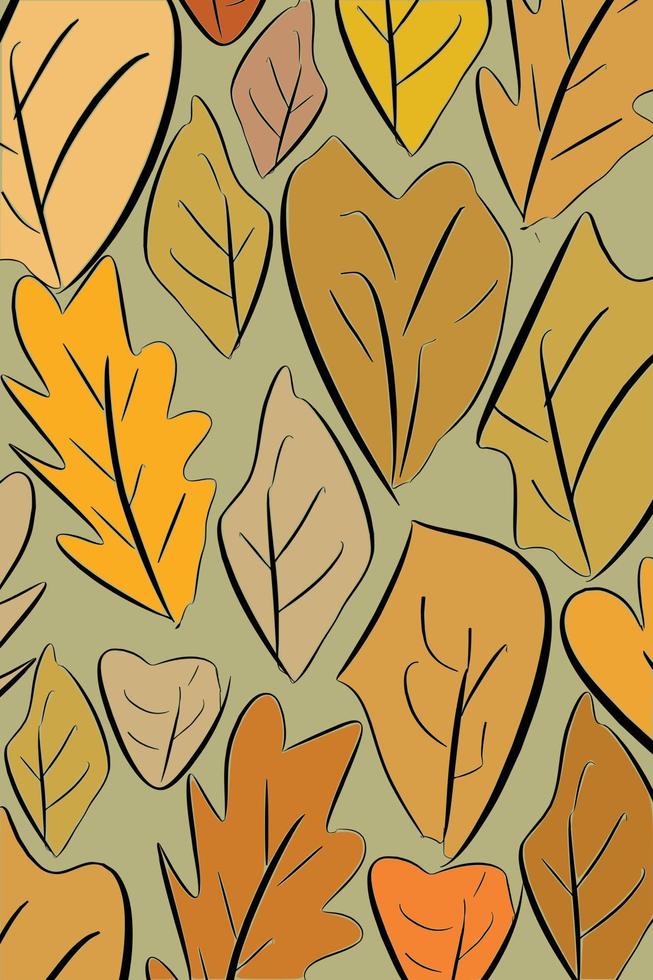 Fall, autumn season dry leaves botanical botanic pattern. Organic drawing colorful foliage element. vector