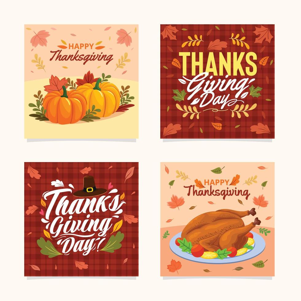 Thanksgiving Day Social Media Template vector