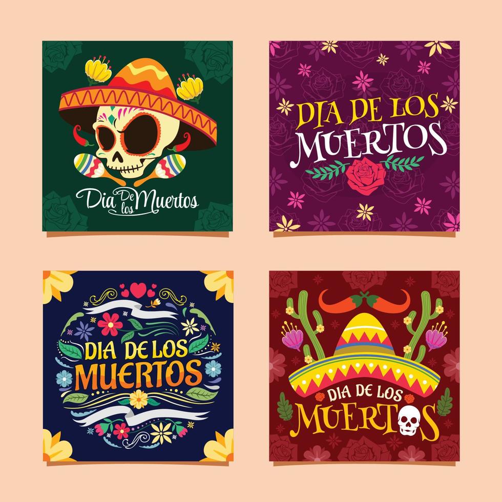 plantilla de redes sociales del día de los muertos vector