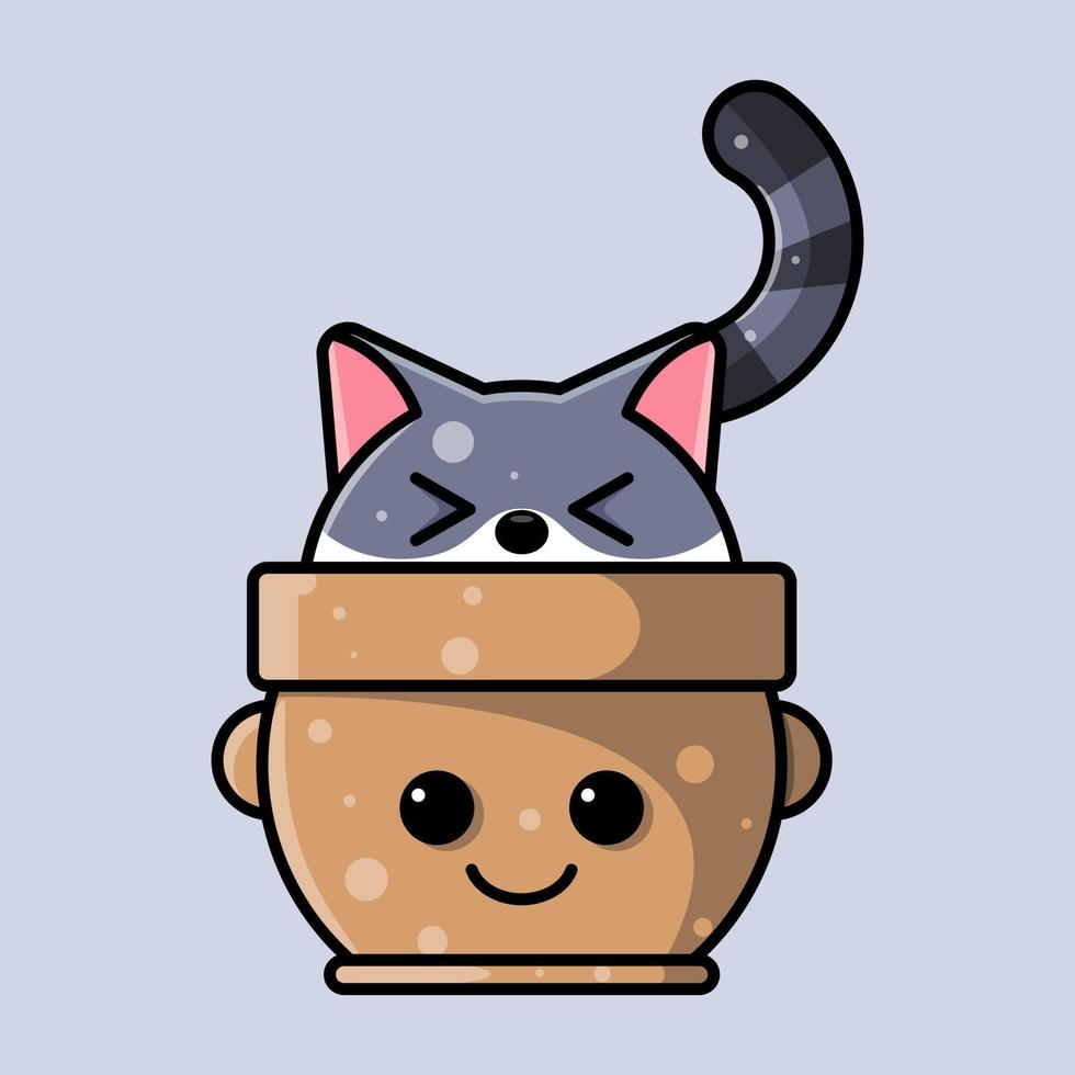 CAT IN A VAS vector