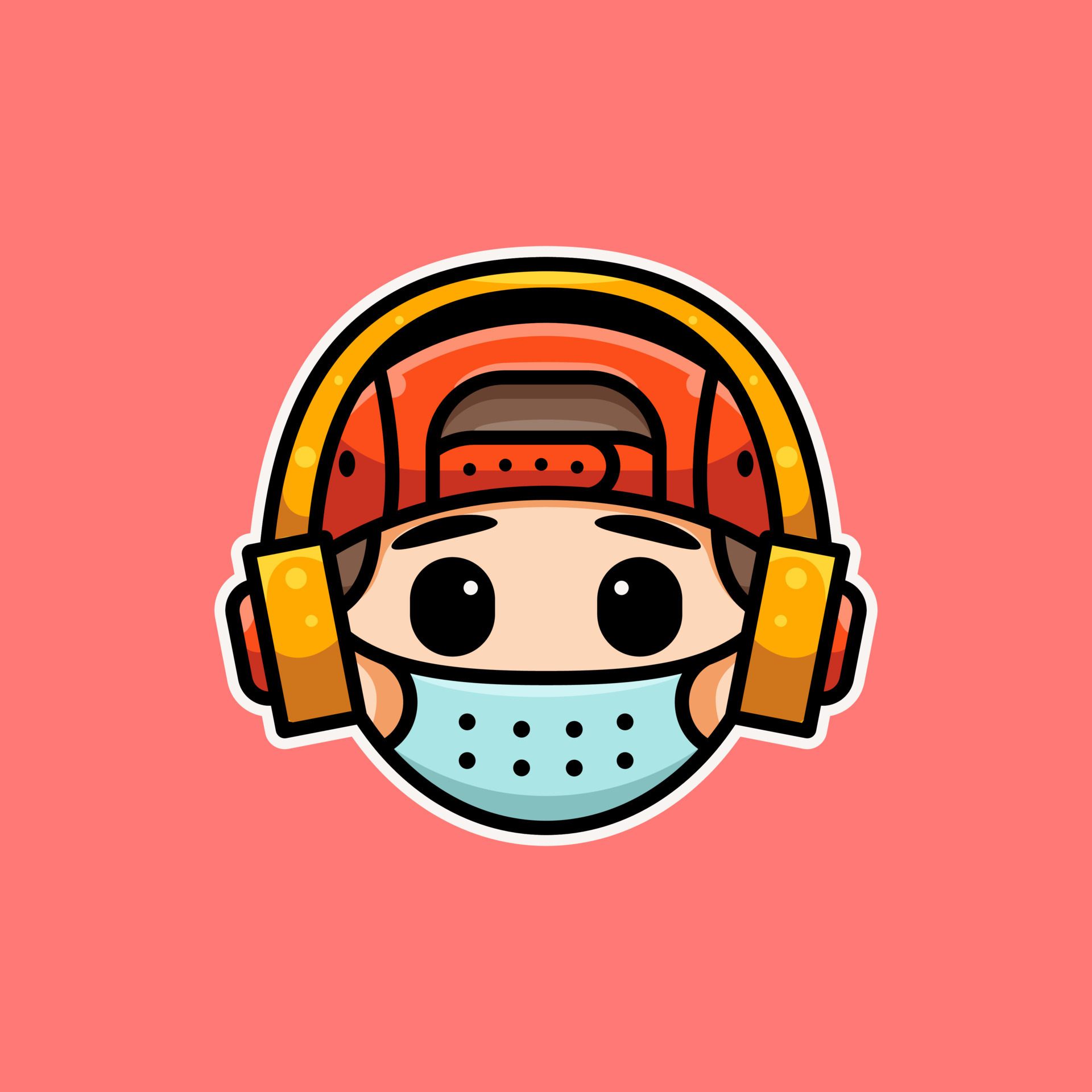 CUTE BOY WITH HEADPHONE AND MASK 11123567 Vector Art at Vecteezy