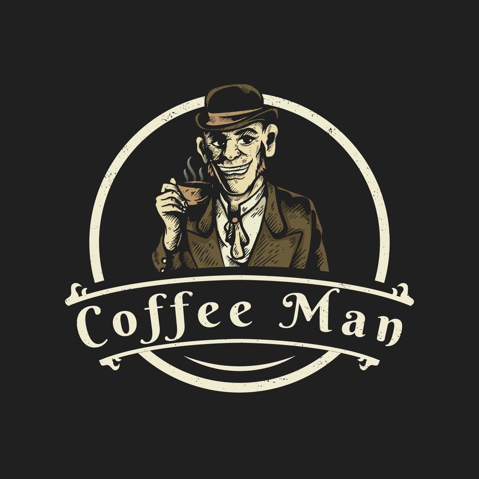 COFFE MAN VINTAGE LOGO vector