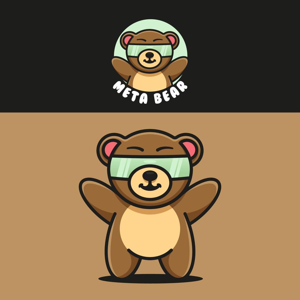 CUTE CYBER BEAR MASCOT LOGO vector