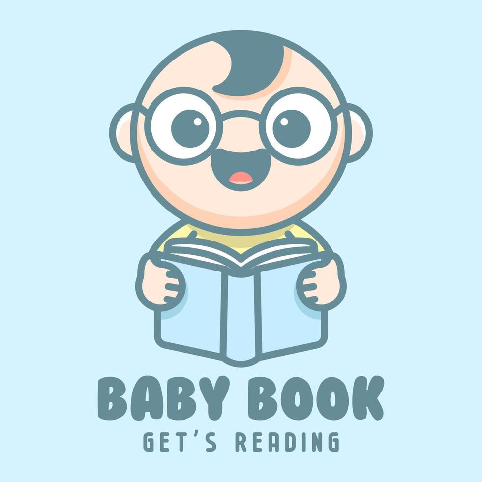 logotipo de la mascota del libro del bebé vector