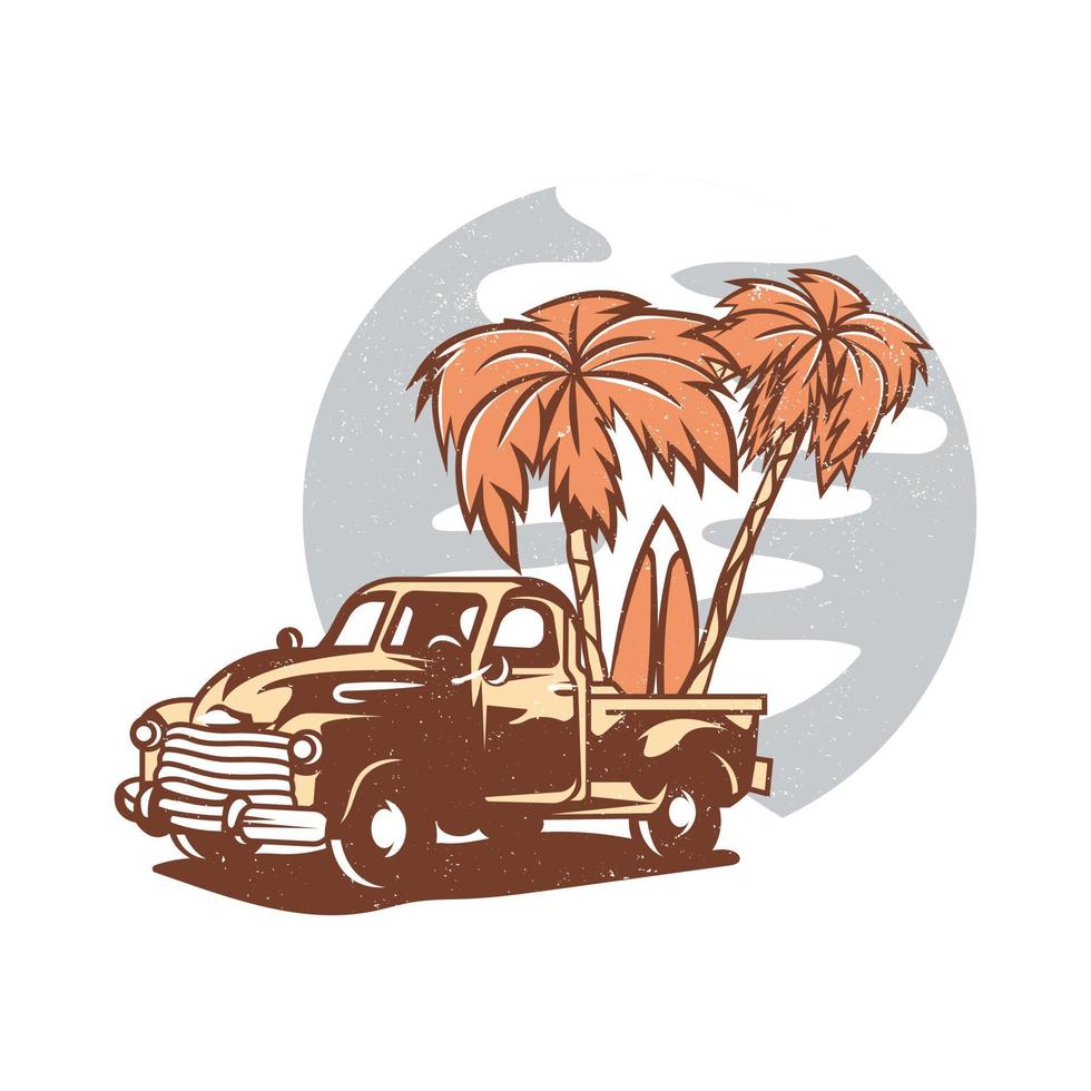 CAR SUMMER BEACH vector