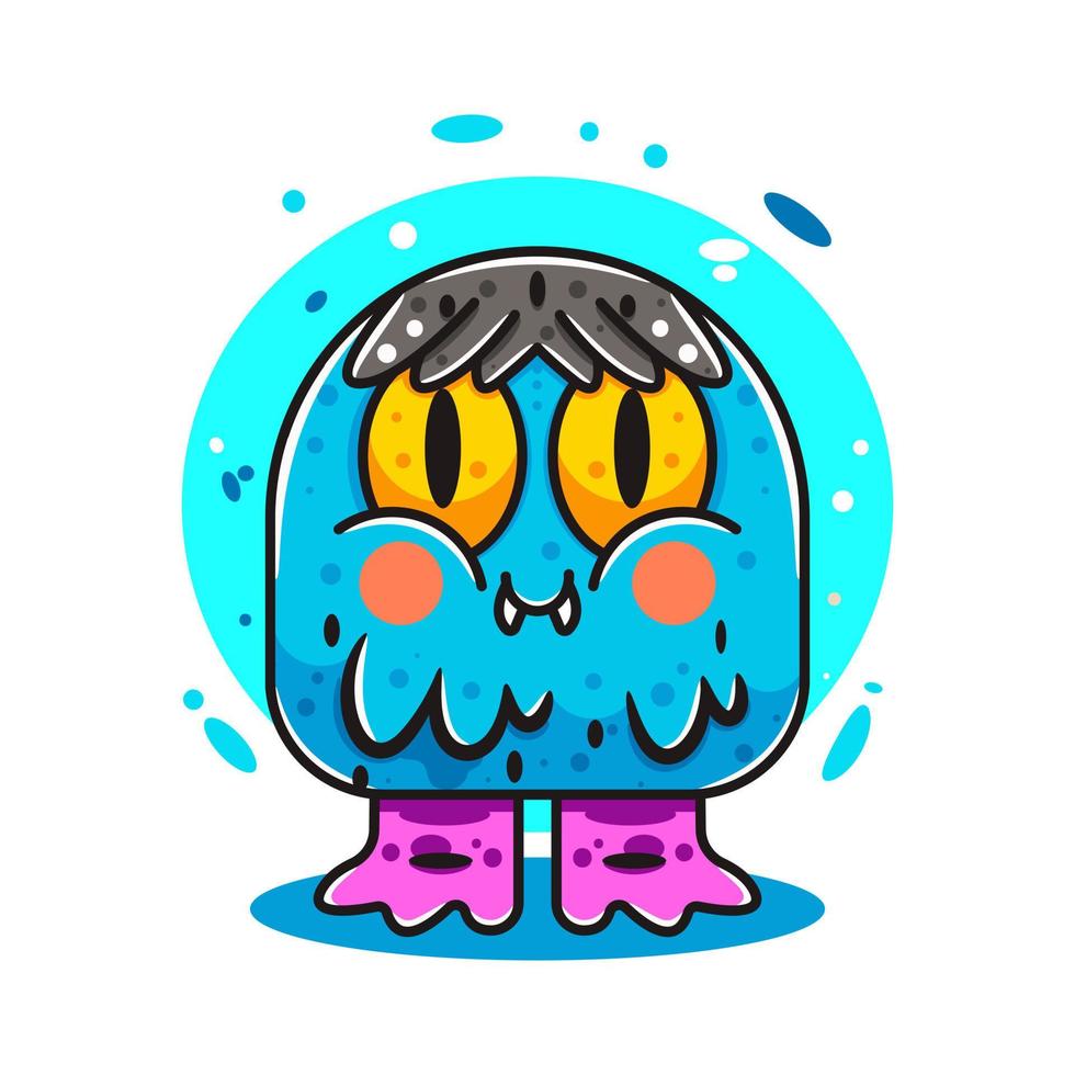 CUTE ICE CREAM MONSTER FOR ICON, LOGO, STICKER ILLUSTRATION vector