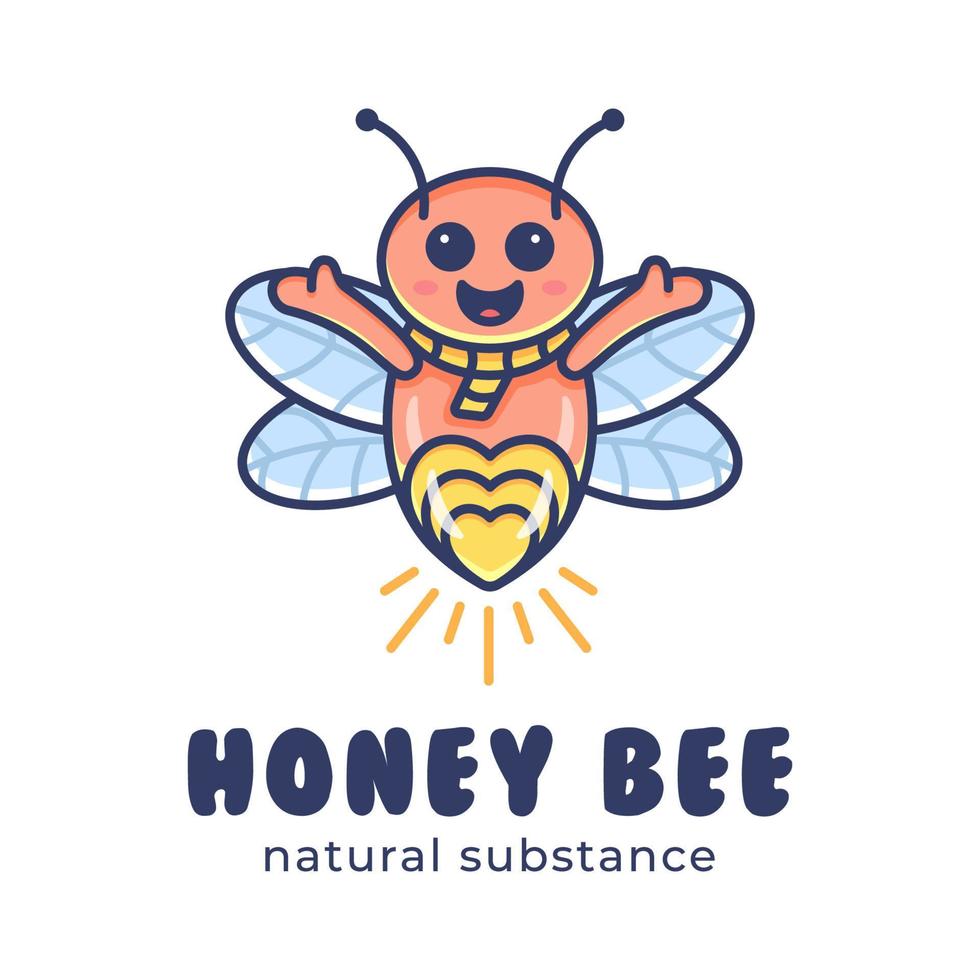 CUTE HONEY BEE MASCOT LOGO vector