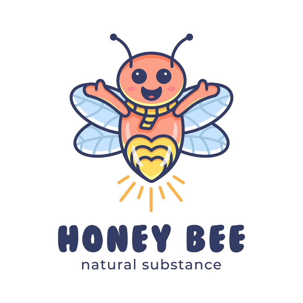 lindo logotipo de la mascota de la abeja de la miel vector