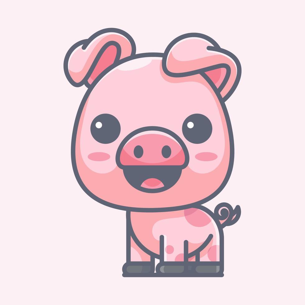 lindo cerdo para icono y logotipo de mascota vector