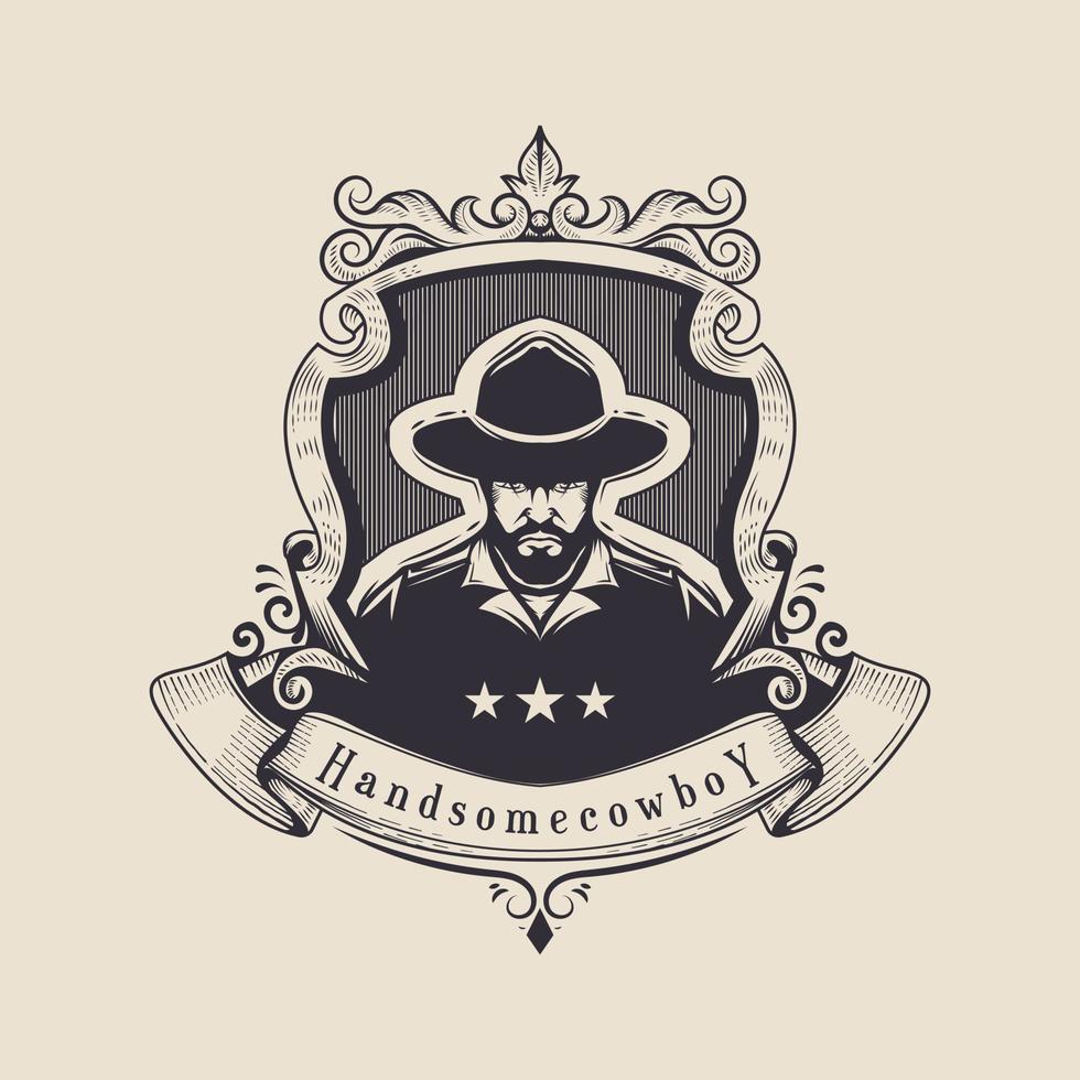 logotipo de la vendimia del vaquero vector