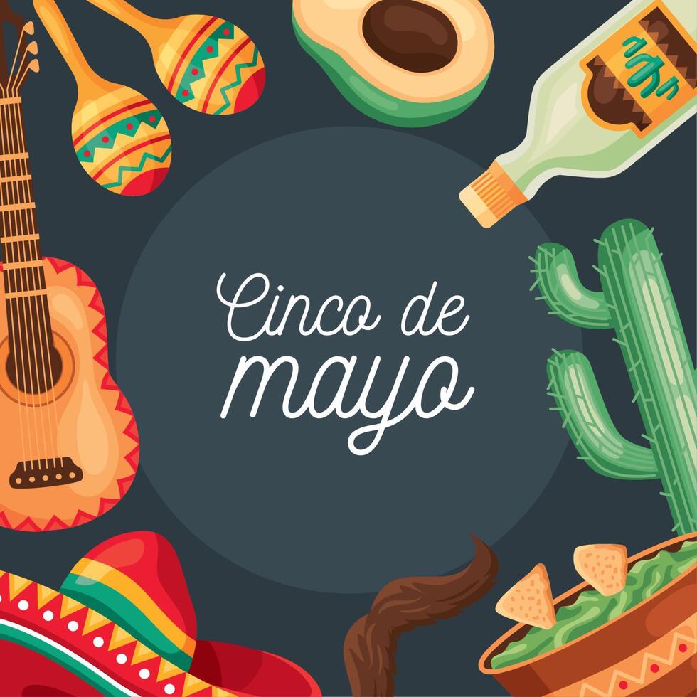 cartel de letras cinco de mayo vector