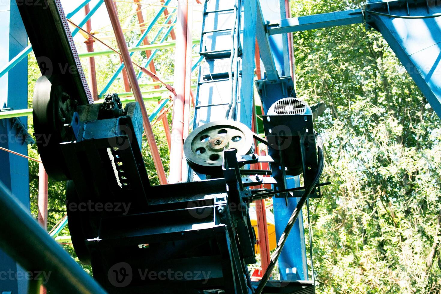 Old Soviet era Ferris wheel in a park in Dnepropetrovsk, Ukraine. Structural elements. photo