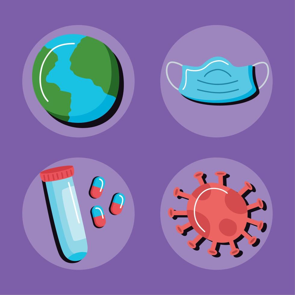 four pandemic conjuncture icons vector