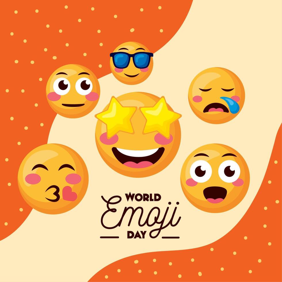 cartel de letras del día mundial del emoji vector