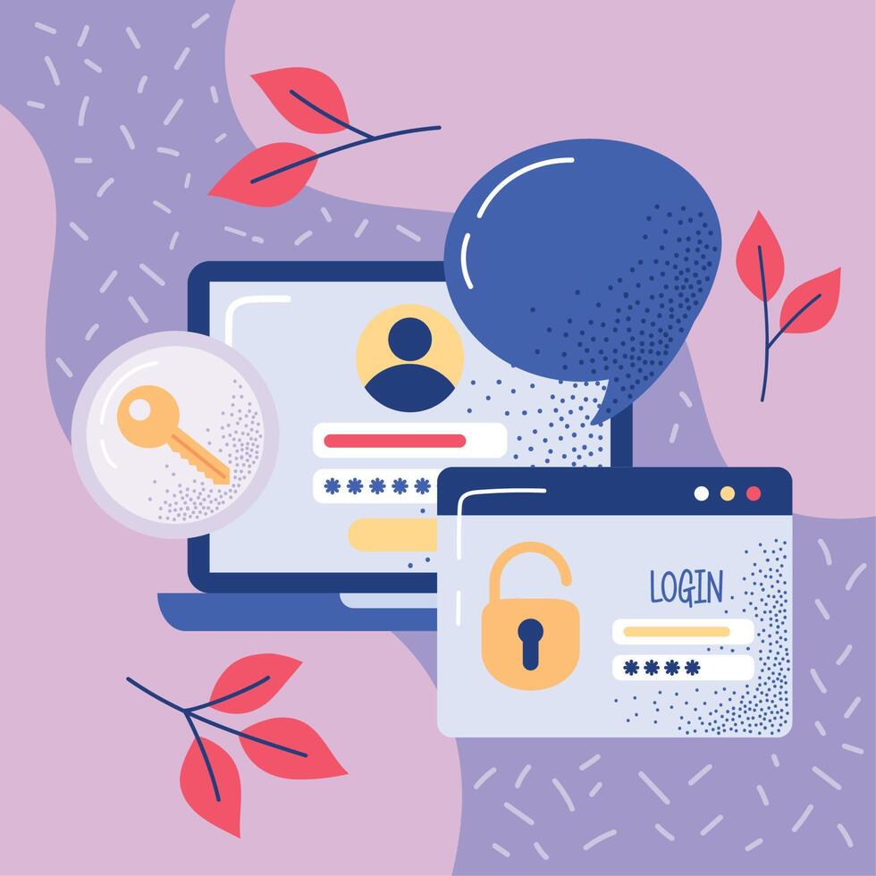 login template with laptop vector