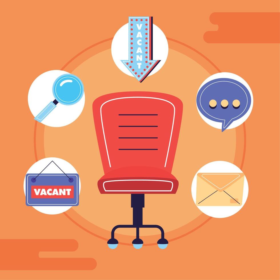 vacant chair and hiring icons vector