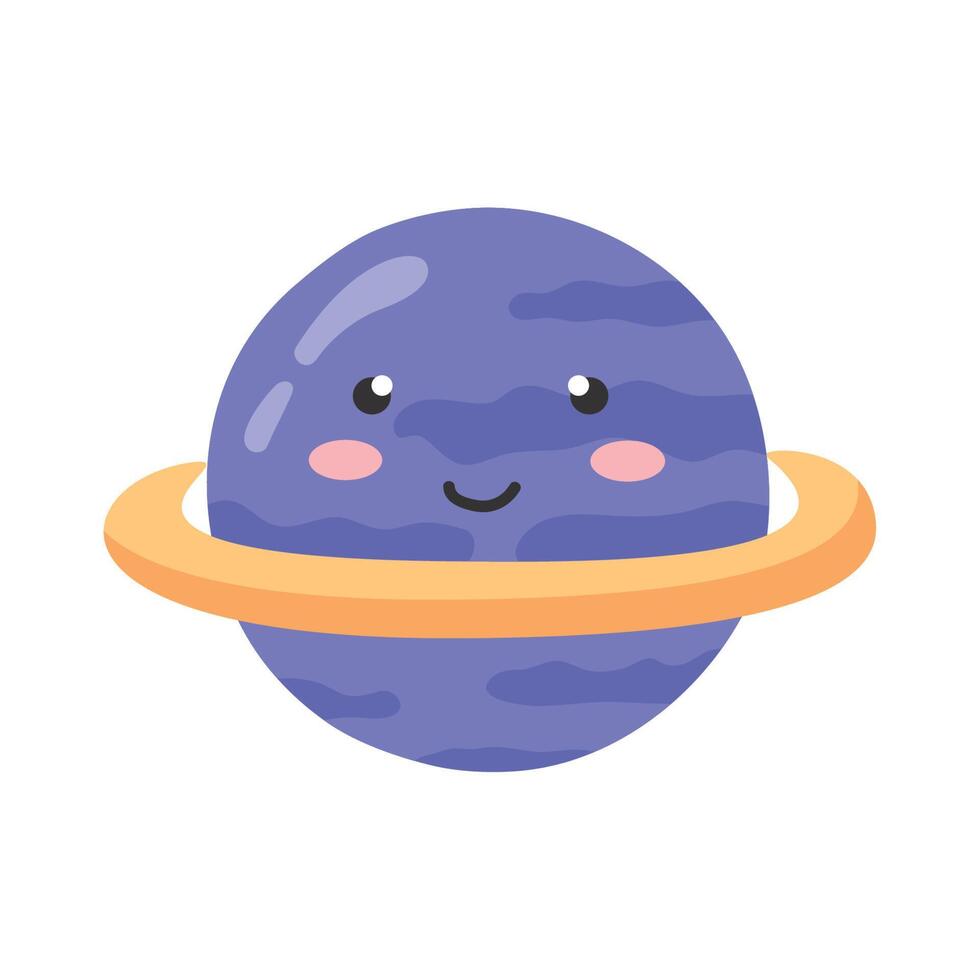 Saturno planeta kawaii carácter vector