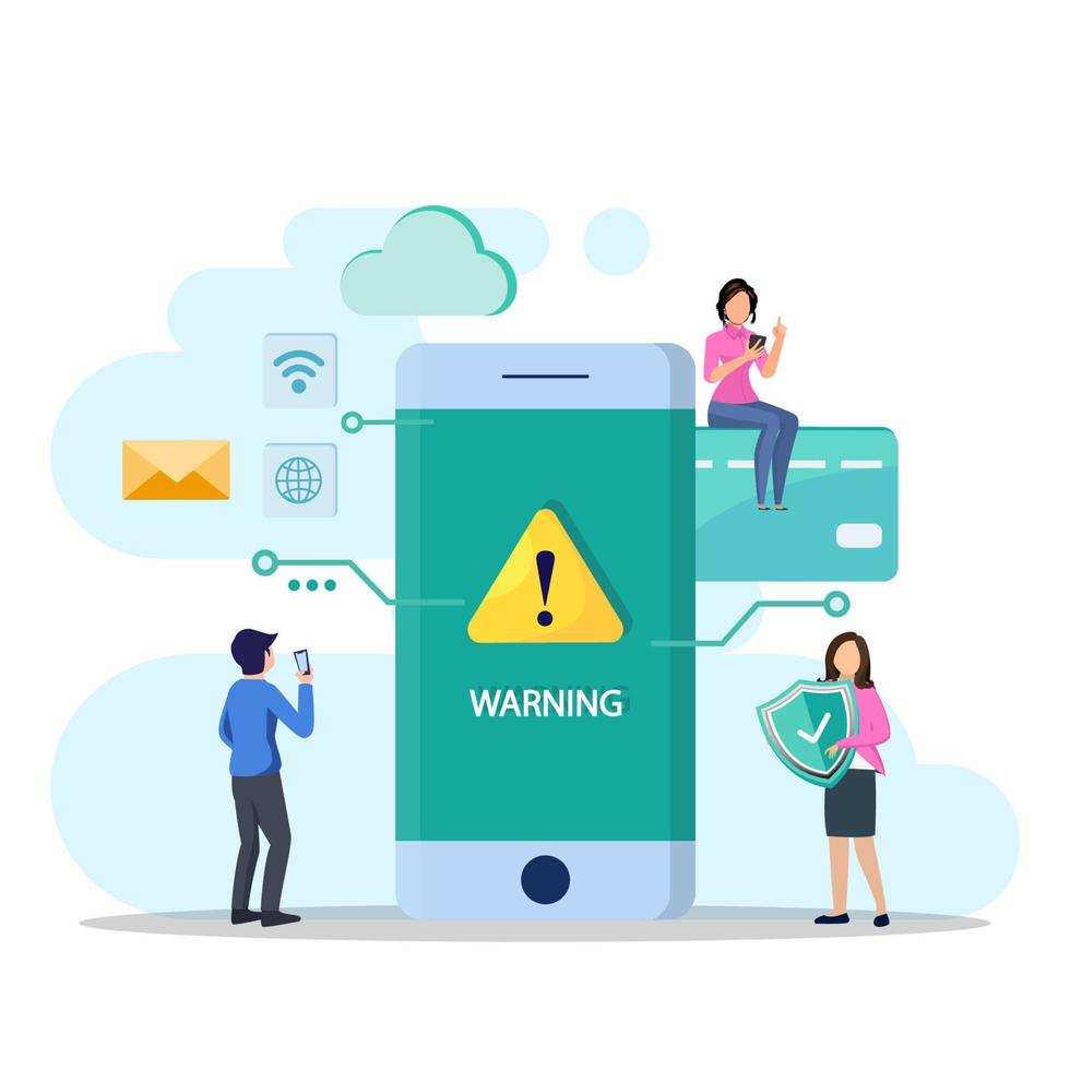 Concept operating system error warning. Vector illustration warning notification security and virus protection