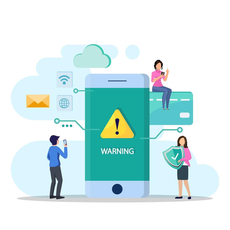 concepto de advertencia de error del sistema operativo. ilustración vectorial notificación de advertencia seguridad y protección antivirus vector