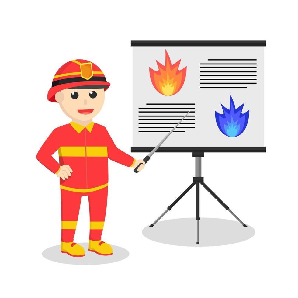 firefighter giving presentation information job vector