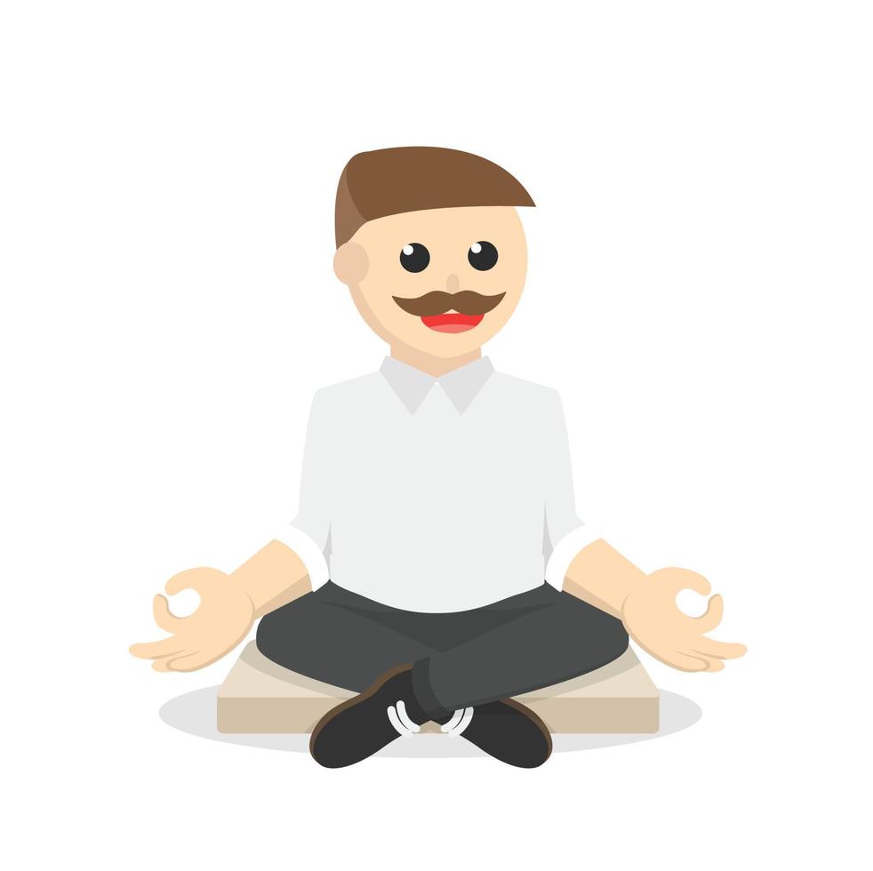 hombre gordo meditar diseño de carácter sobre fondo blanco vector