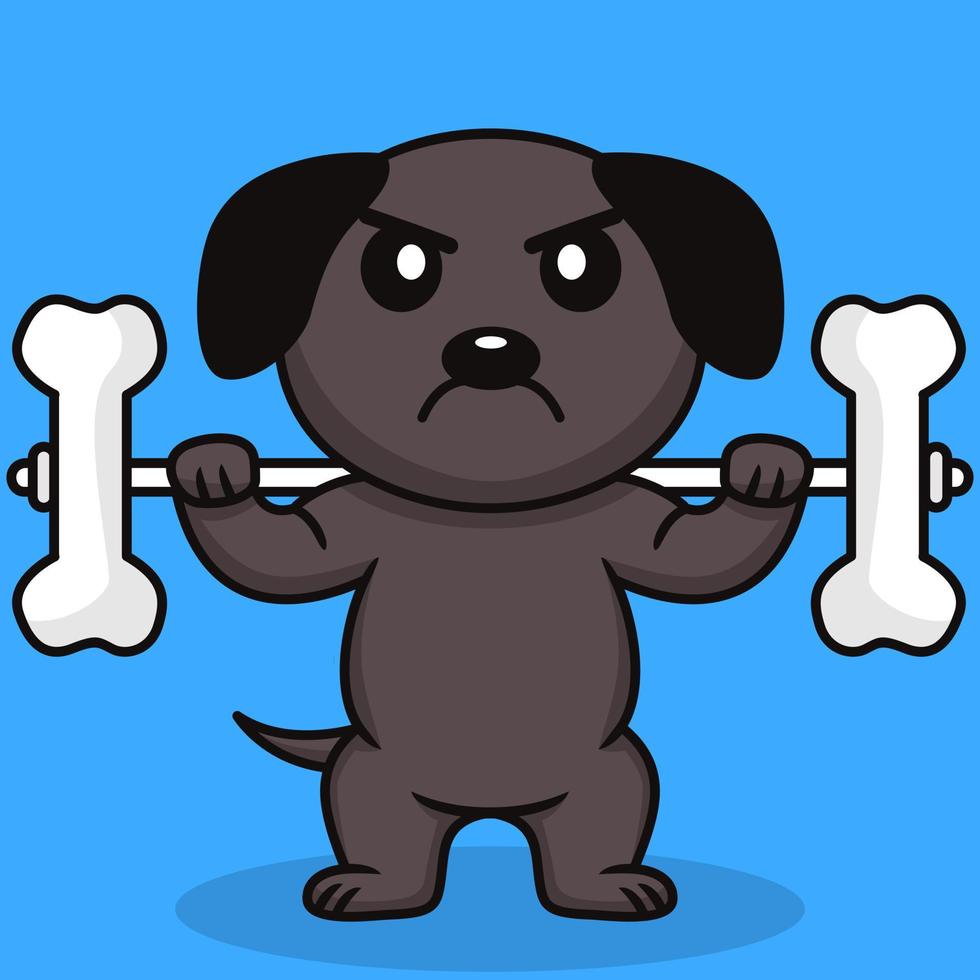 ilustración vectorial de perro lindo premium haciendo levantamiento de huesos vector