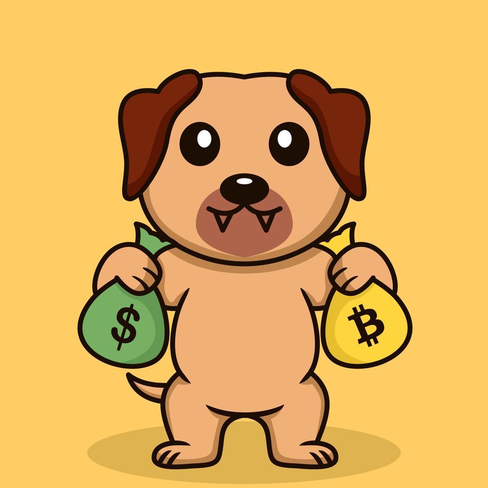 Vector illustration of premium cute dog doing weightlifting