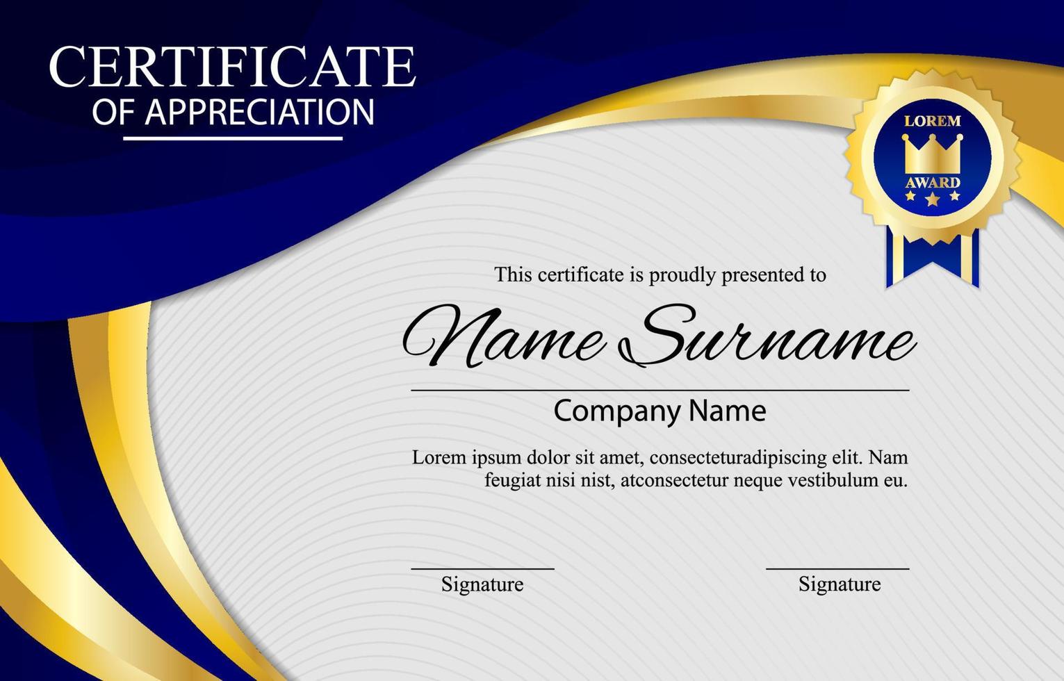 Certificate Of Appreciation Template For Business Company vector