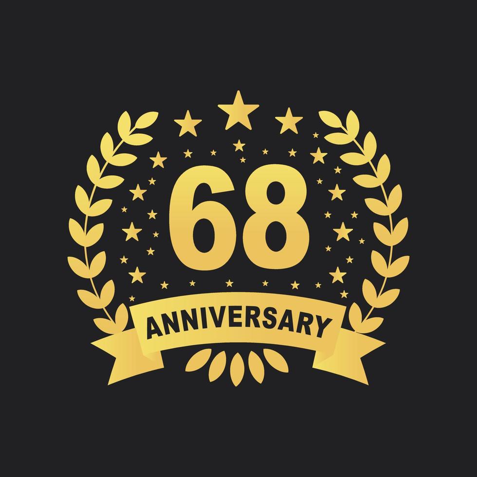 68 Anniversary celebration design, luxurious golden color 68 years Anniversary design. vector