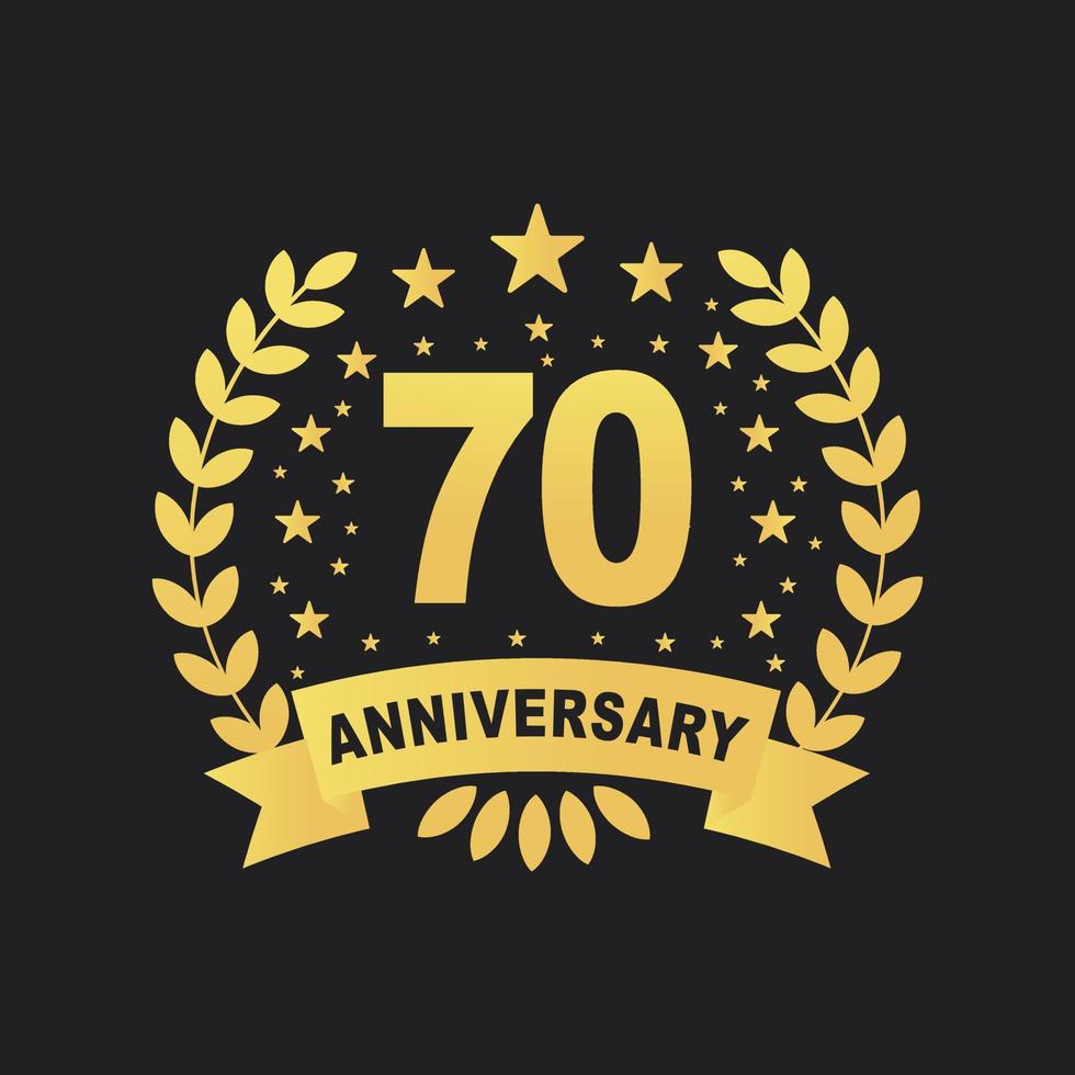 70 Anniversary celebration design, luxurious golden color 70 years Anniversary design. vector