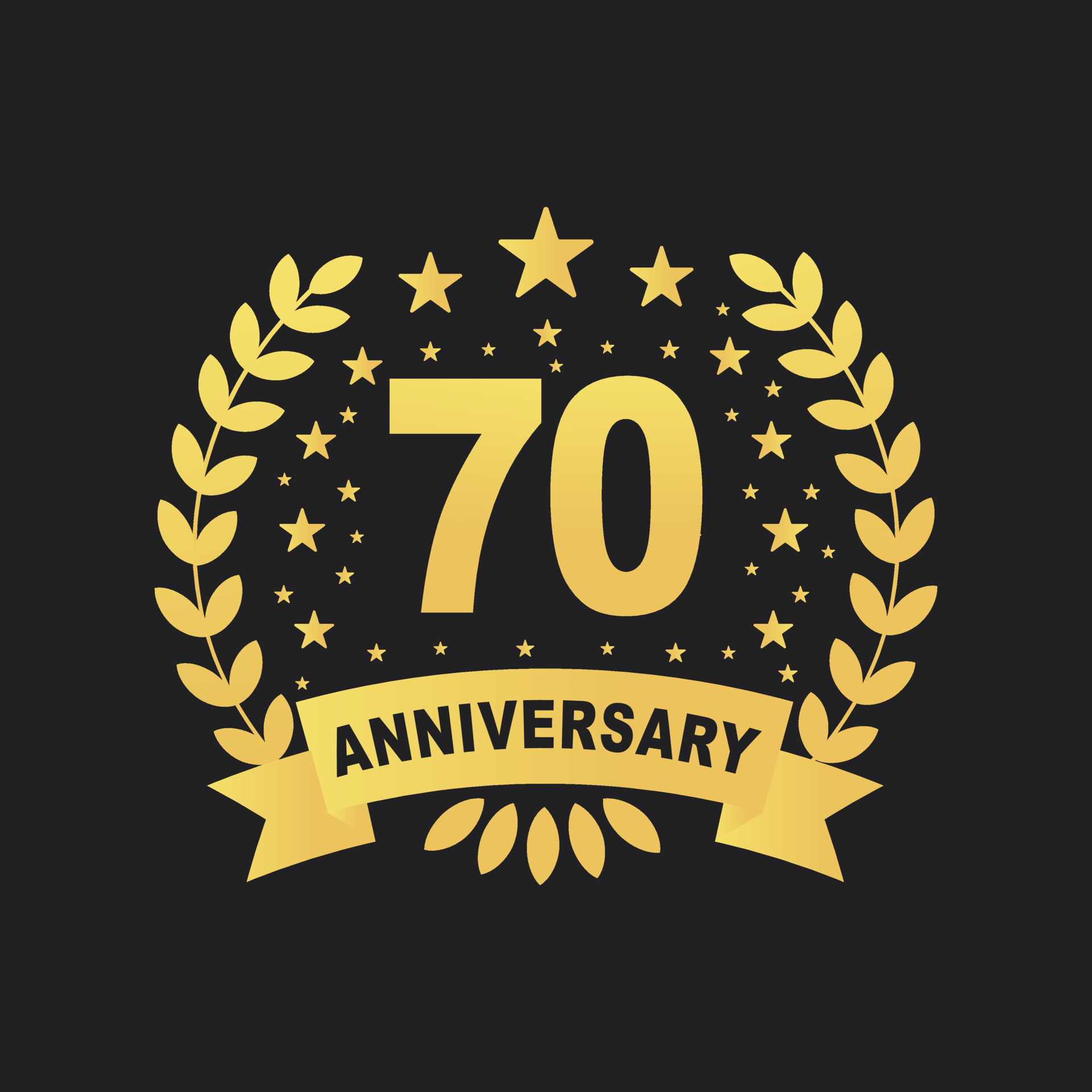 70 Anniversary celebration design, luxurious golden color 70 years