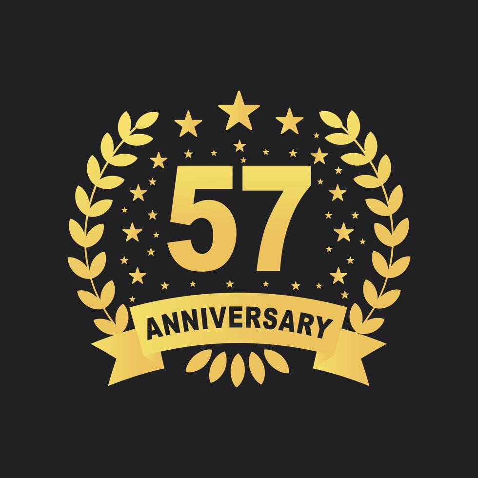 57 Anniversary celebration design, luxurious golden color 57 years Anniversary design. vector