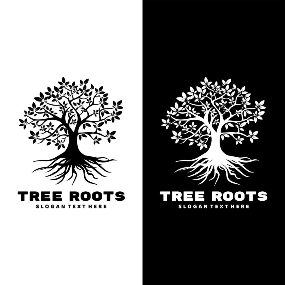 tree roots logo design icon vector