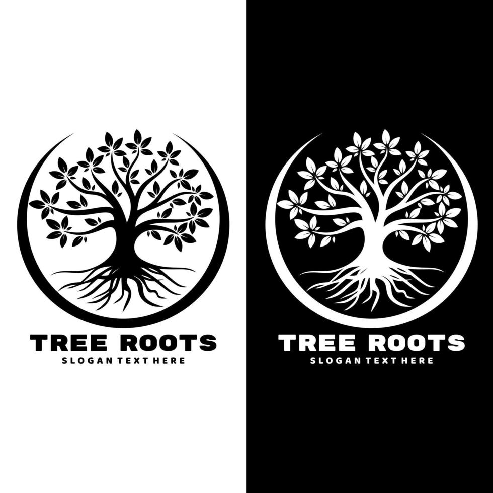 tree roots logo design icon vector