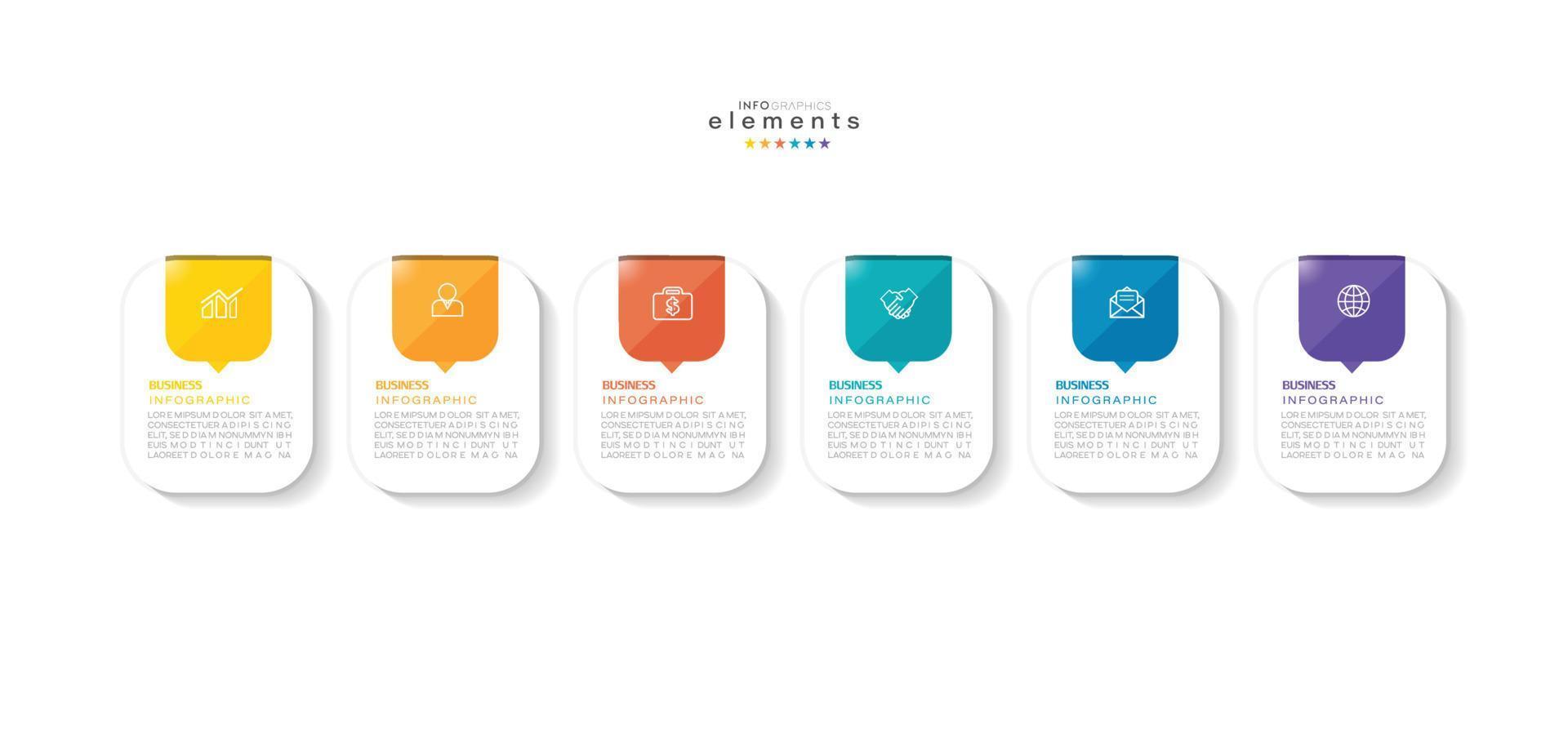 vector illustration Infographic design template with icons and 6 options or steps. Can be used for process, presentations, layout, banner,info graph.