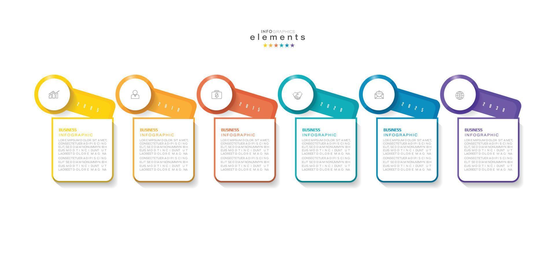 plantilla de diseño infográfico de ilustración vectorial con iconos y 6 opciones o pasos. se puede utilizar para procesos, presentaciones, diseño, banner, gráfico de información. vector