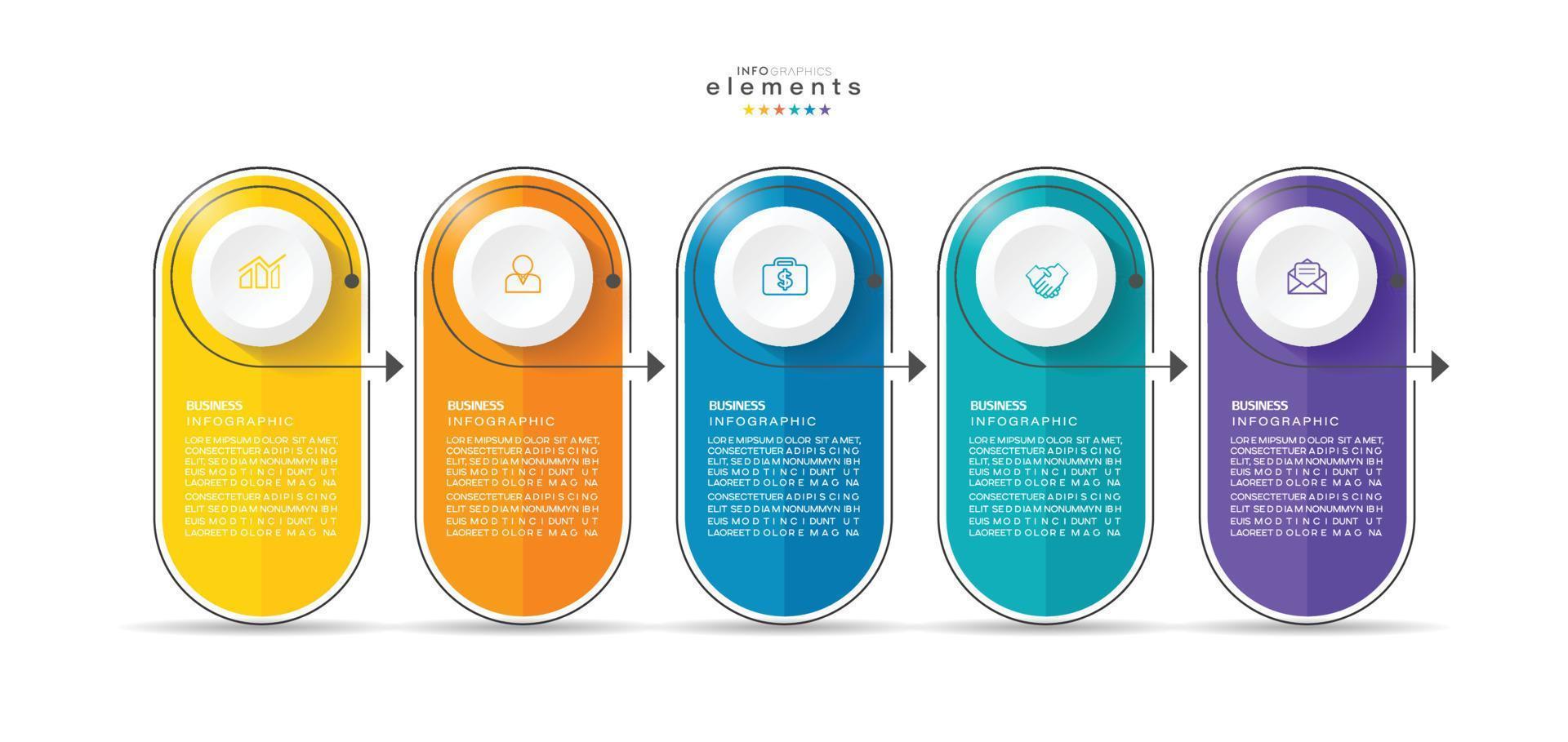 plantilla de diseño infográfico de ilustración vectorial con iconos y 5 opciones o pasos. se puede utilizar para procesos, presentaciones, diseño, banner, gráfico de información. vector