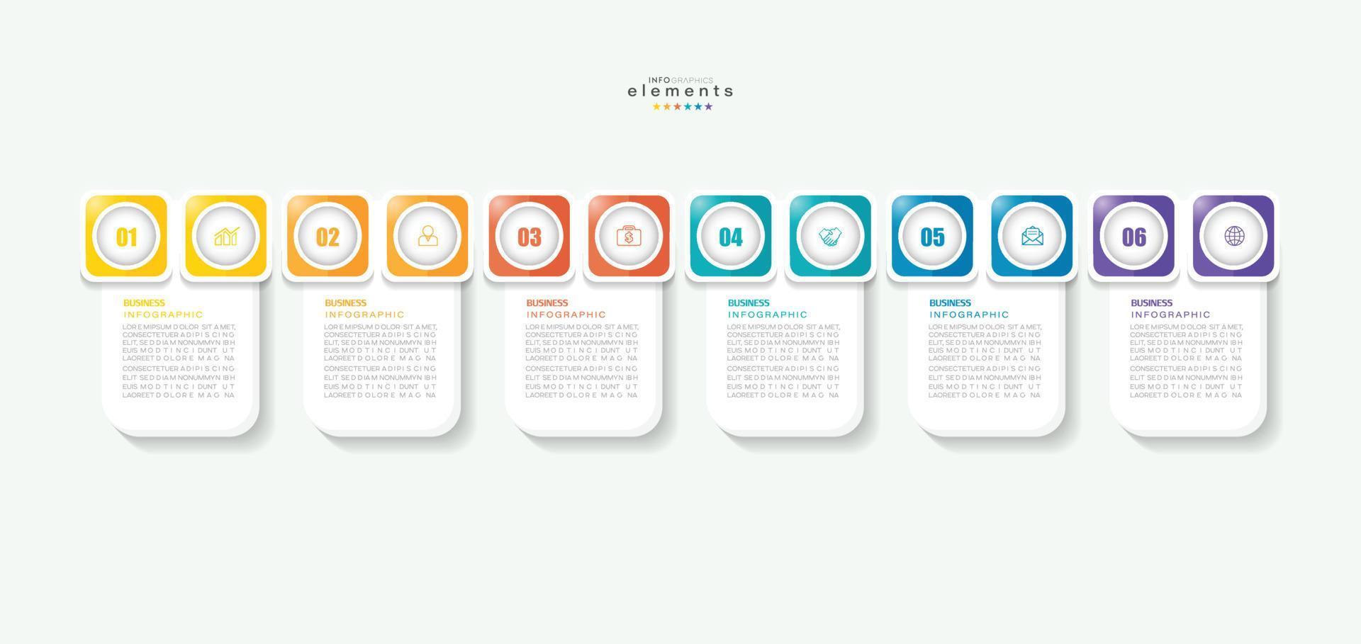 vector illustration Infographic design template with icons and 6 options or steps. Can be used for process, presentations, layout, banner,info graph.